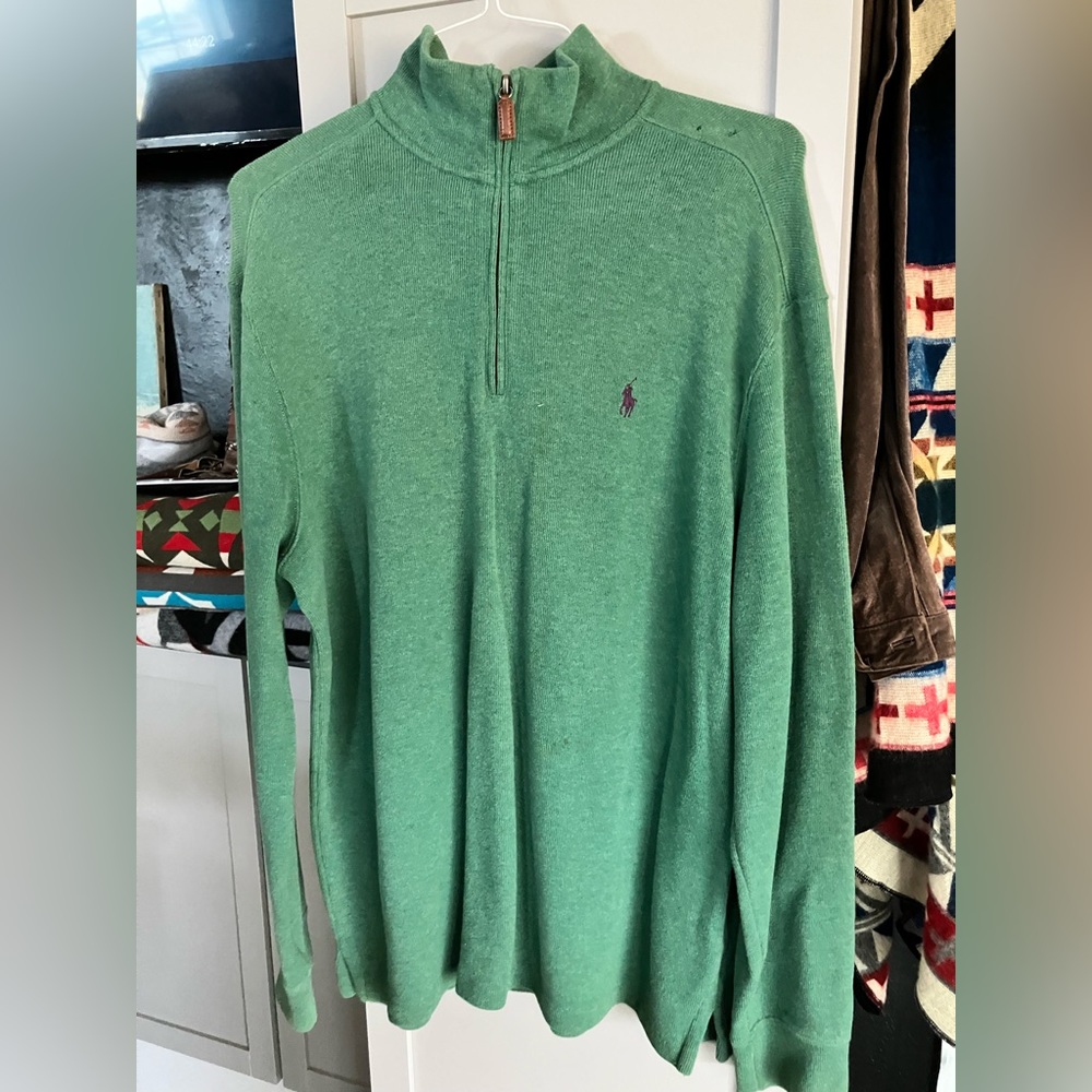 Men’s L 1/4 Zip Green knit pullover
